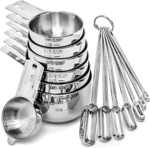 Hudson Essentials Stainless Steel Measuring Cups and Spoons Set (14 Piece Set)